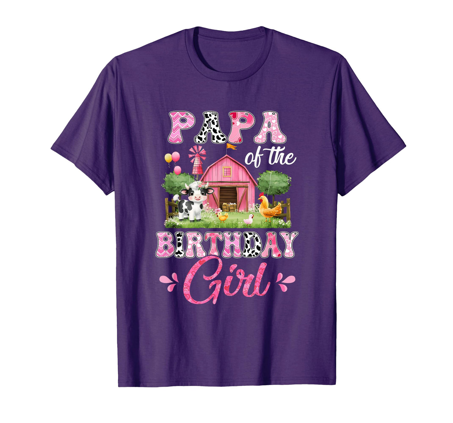 Papa Of The Birthday Girl 1St Birthday Cow Farm Family T-Shirt