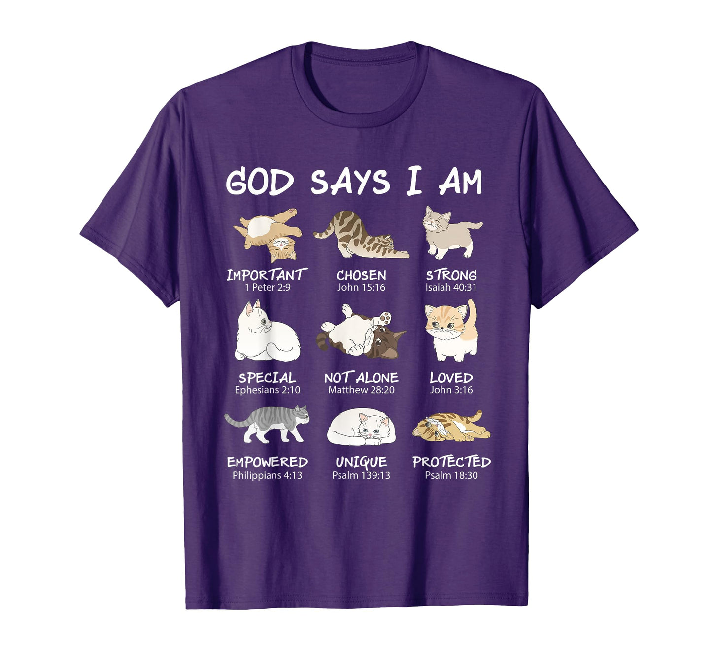 Funny Cat Girls Teens Kids God Says I Am Christian Cat Lover T-Shirt