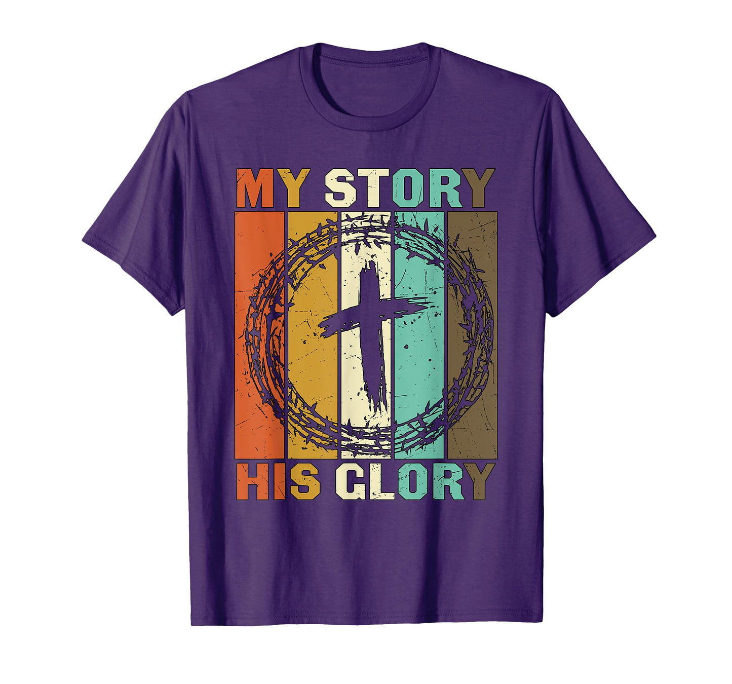 Vintage My Story His Glory Inspirational Christian Cross T-Shirt