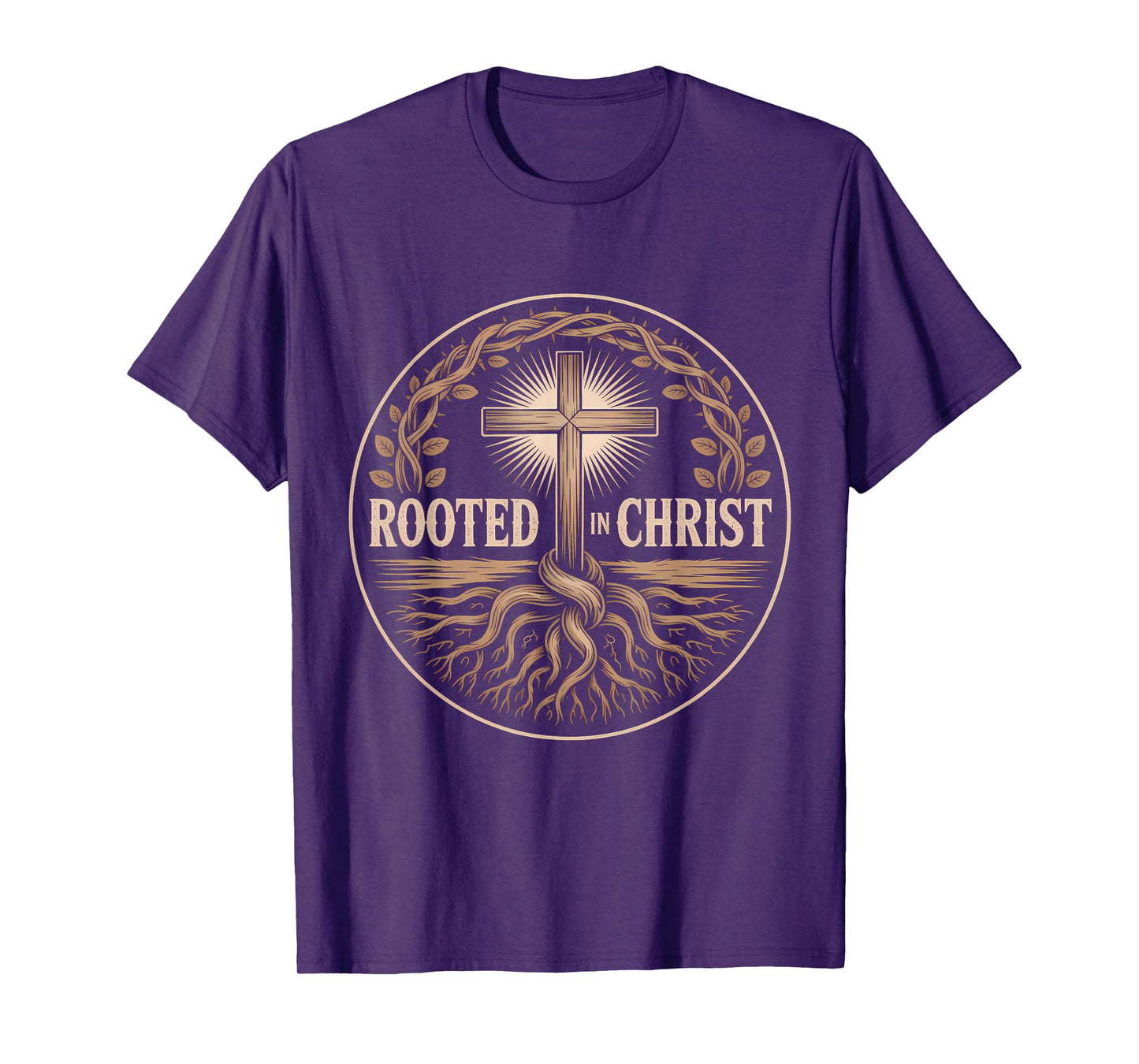 Rooted in Christ Christian Faith Jesus Cross T-Shirt