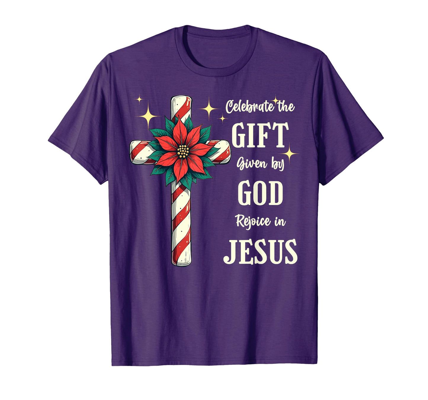 Celebrate Jesus Birth Christian Christmas Candy Cane Cross T-Shirt