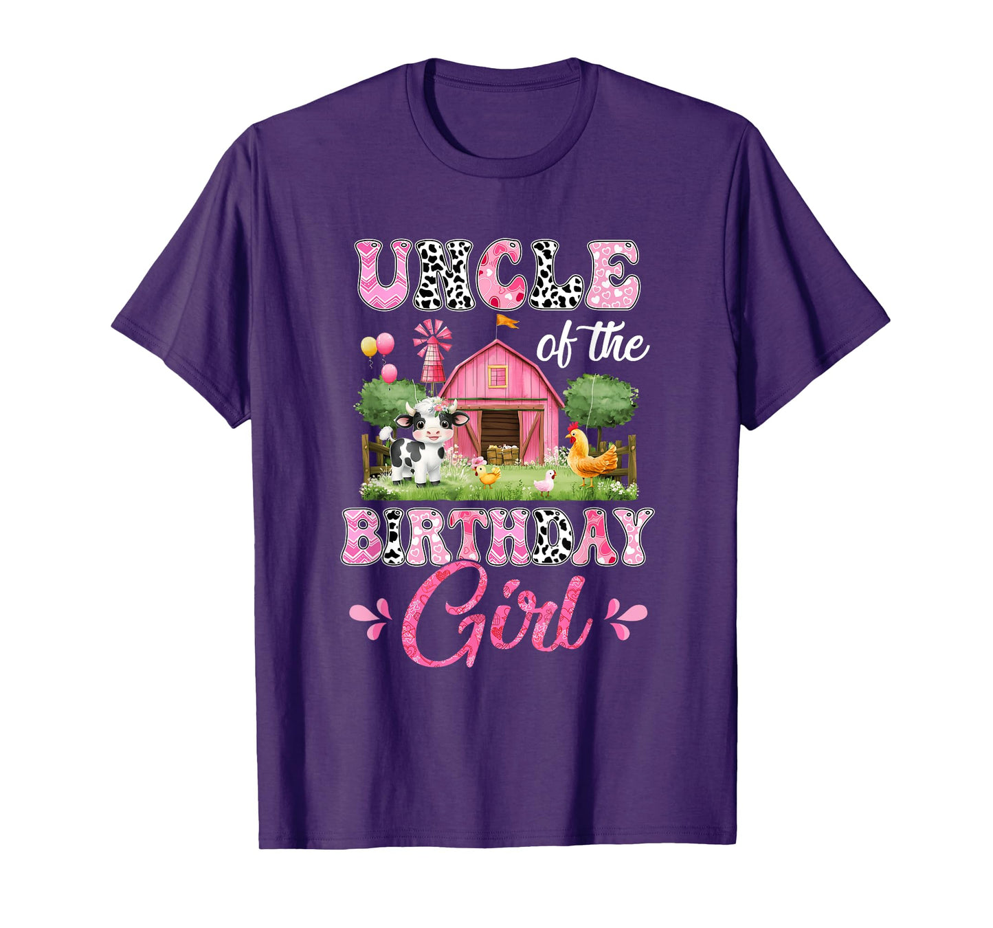 Uncle Of The Birthday Girl 1St Birthday Cow Farm Family T-Shirt