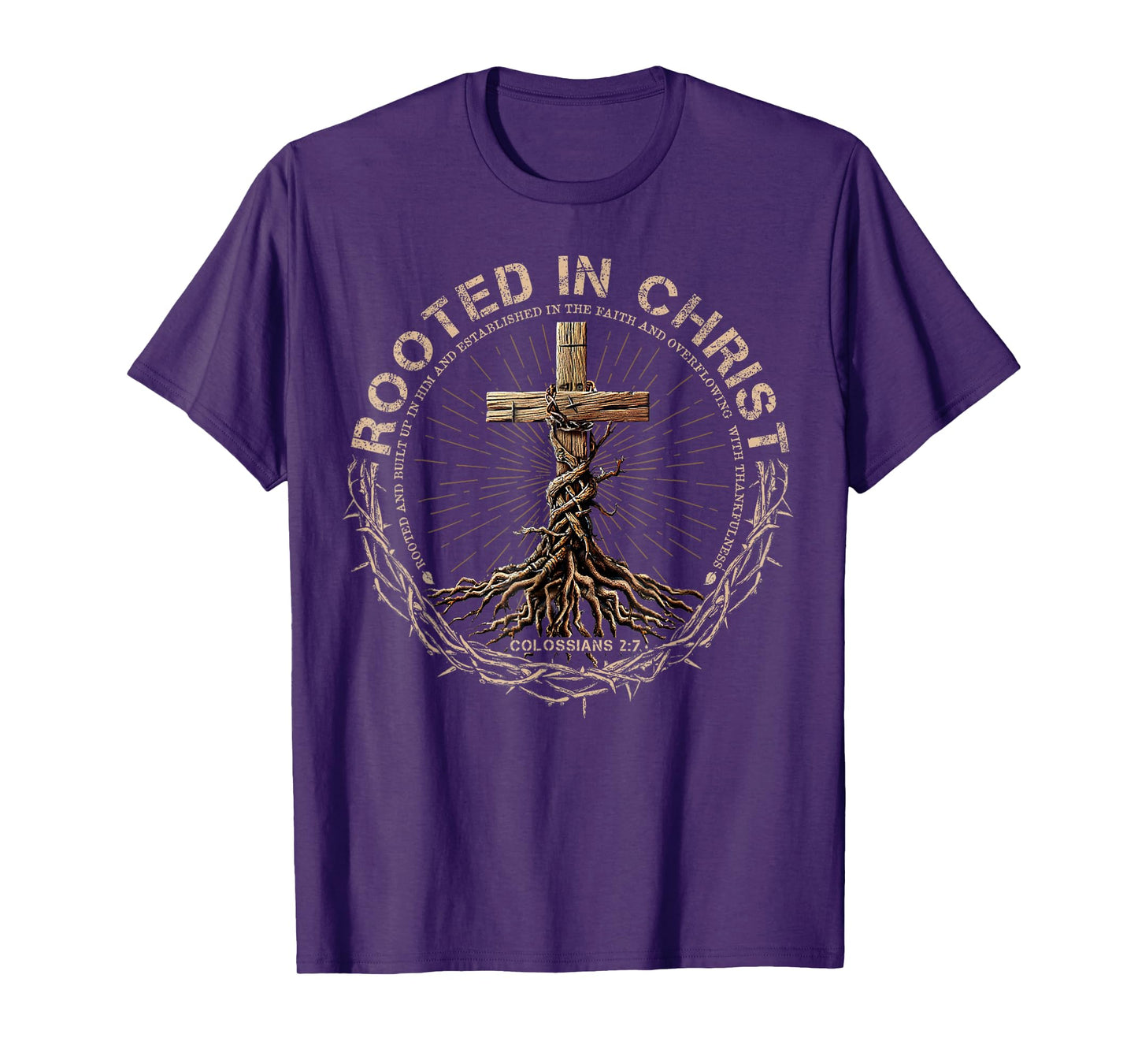 Rooted in Christ Retro Bible Jesus Christian Cross T-Shirt