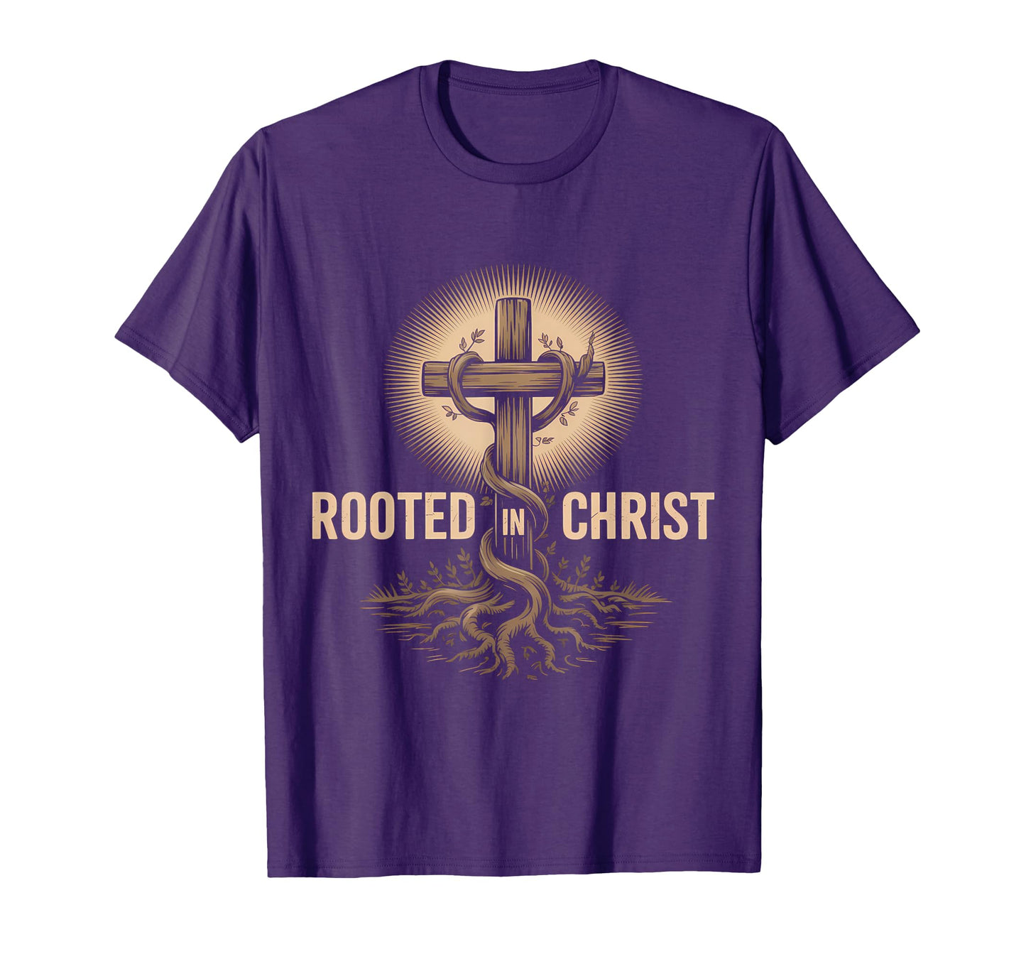 Rooted in Christ Christian Faith Jesus Cross T-Shirt