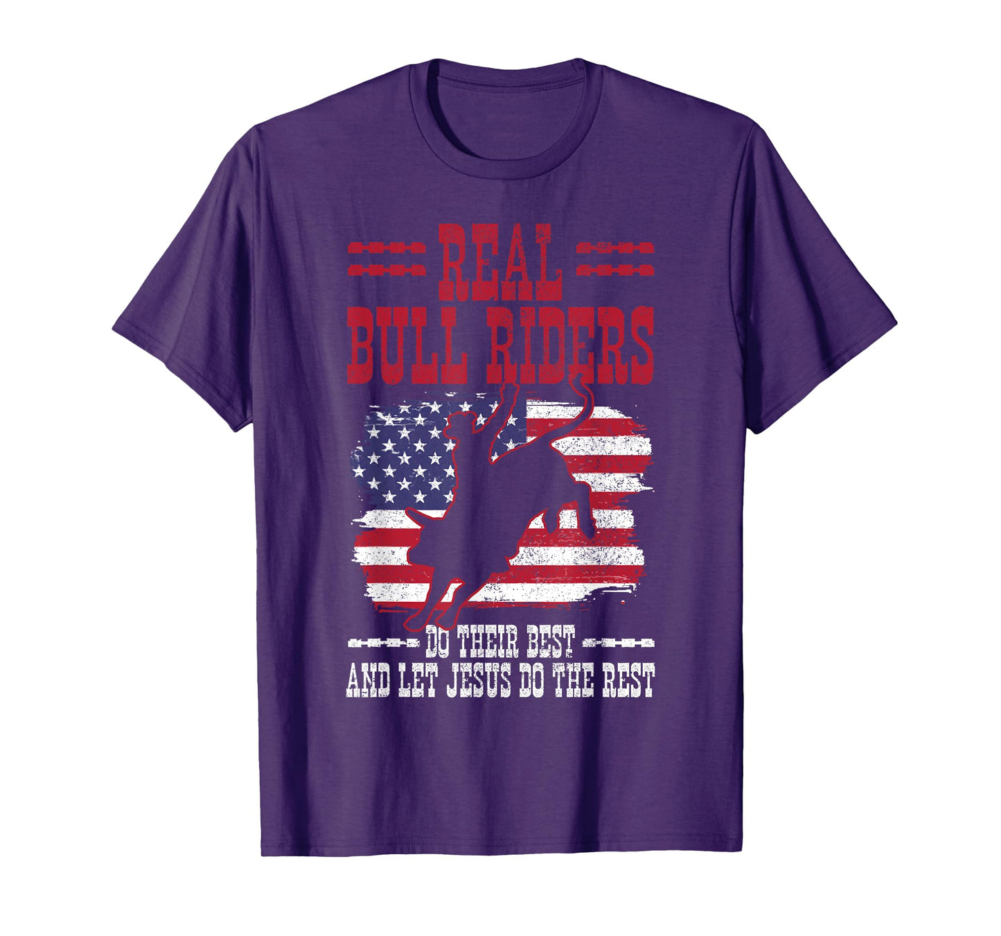 Bull Riding American Flag Rodeo Patriotic Christian Rider T-Shirt