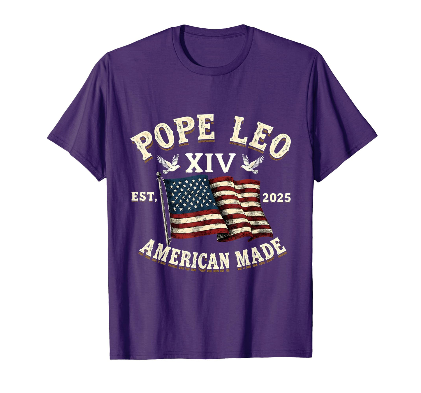 Pope Leo XIV 2025 Patriotic Flag Eagle Freedom Vintage T-Shirt