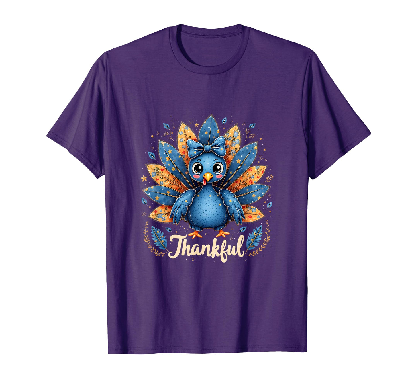 Give Thanks Denim Thankful Turkey Grandma Mama Mom T-Shirt