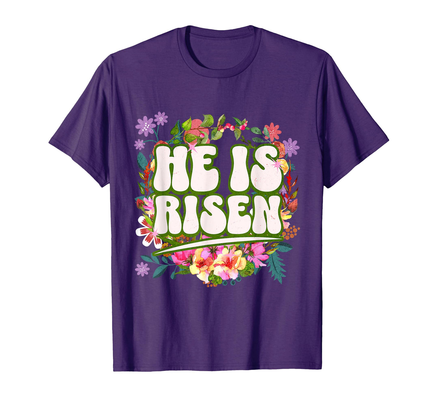 Retro Groovy Easter He Is Risen Christian Women Girls Kids T-Shirt