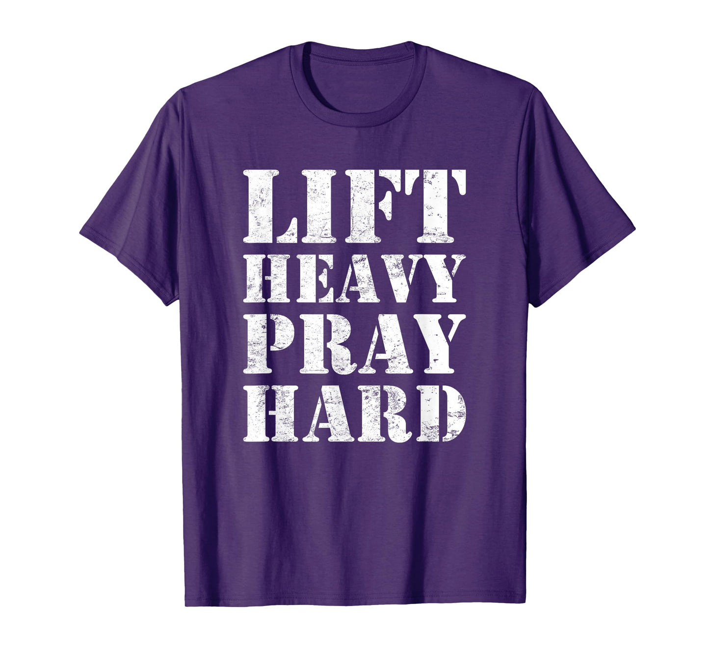 Lift Heavy Pray Hard Gym Christian Quote T-Shirt