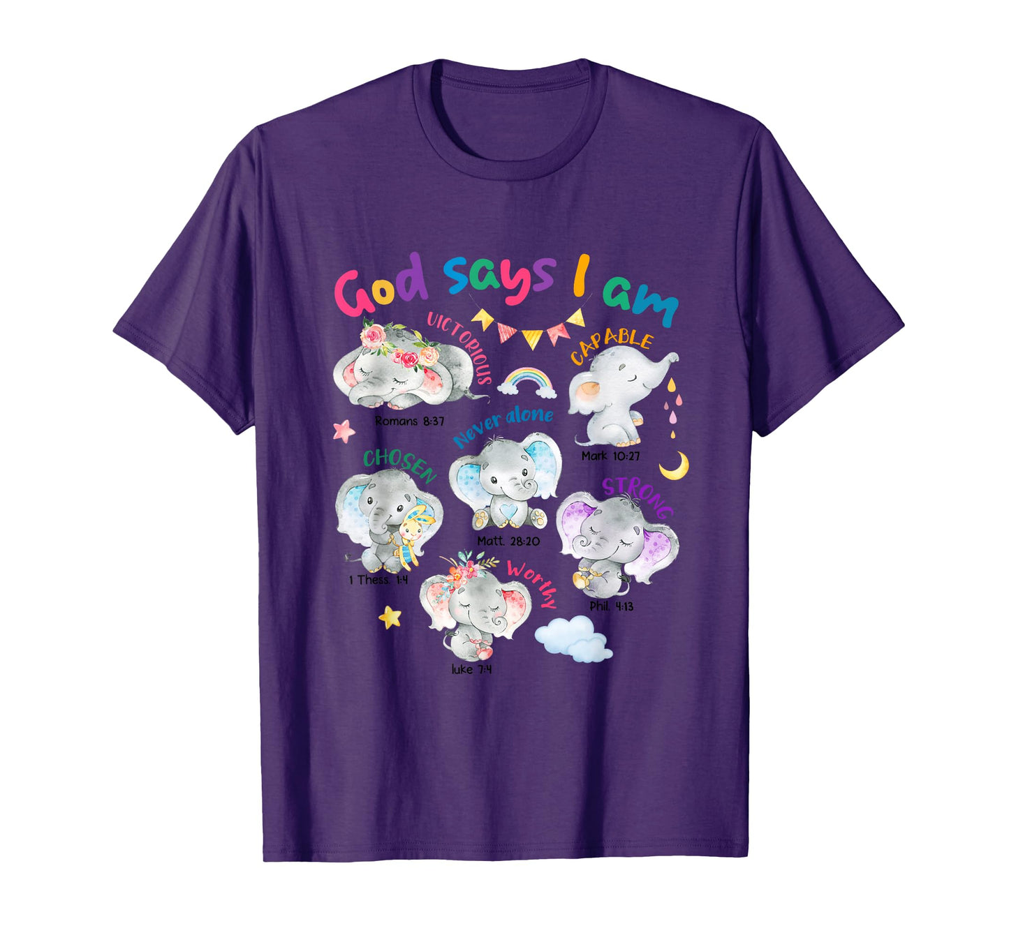 God Says I Am Cute Elephant Bible Verse Kids Toddler Girls T-Shirt