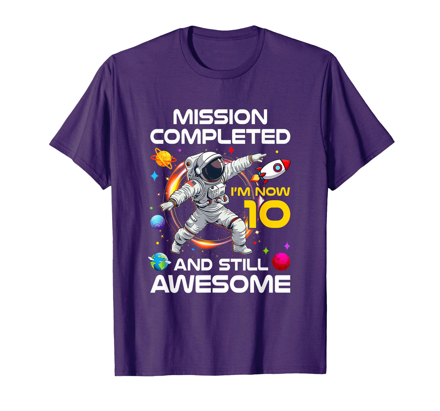 10Th Birthday Astronaut 10 Years Old Outer Space Birthday T-Shirt