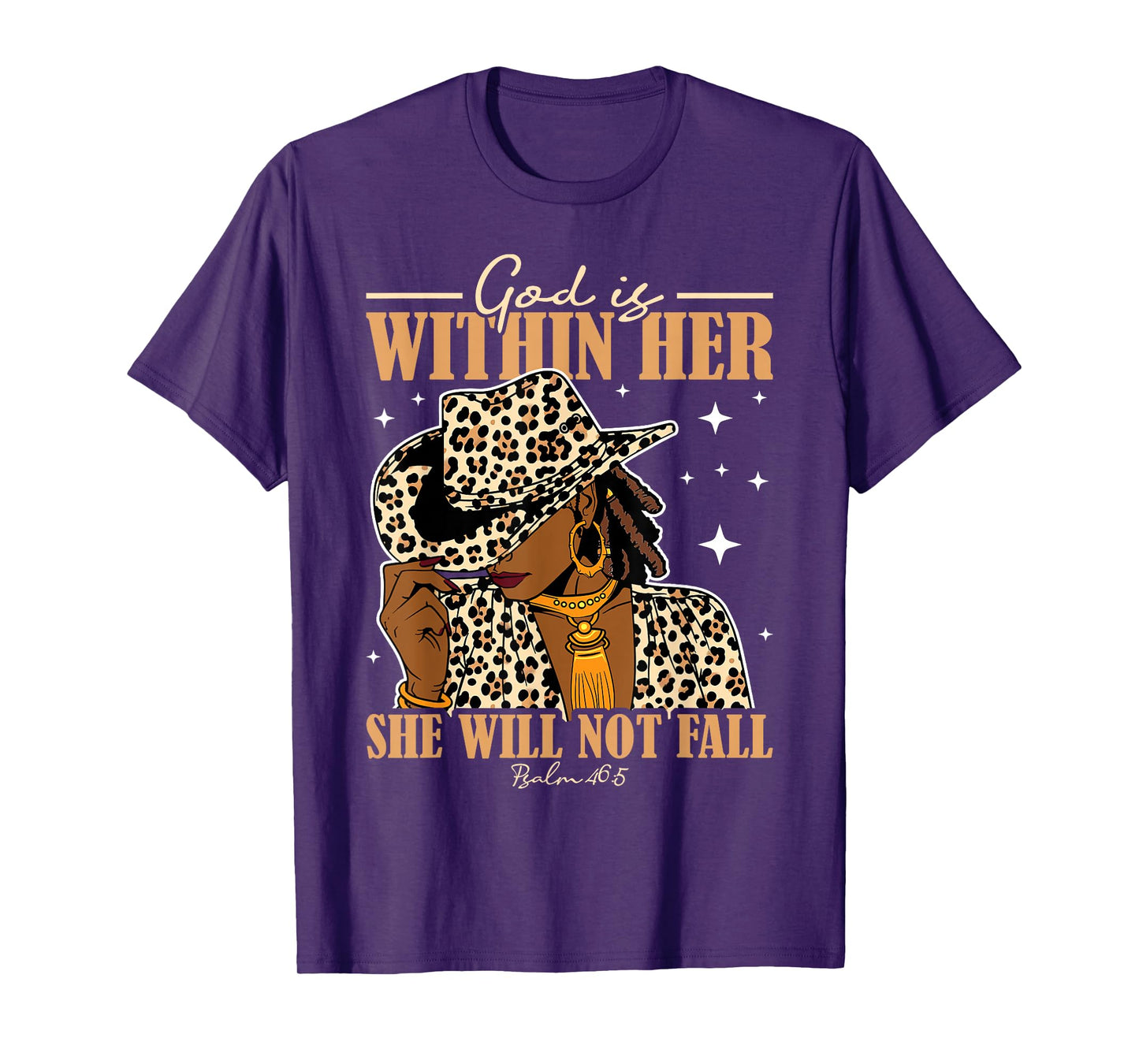 God Is Within Her She Will Not Fall Black Cowgirl Christian T-Shirt
