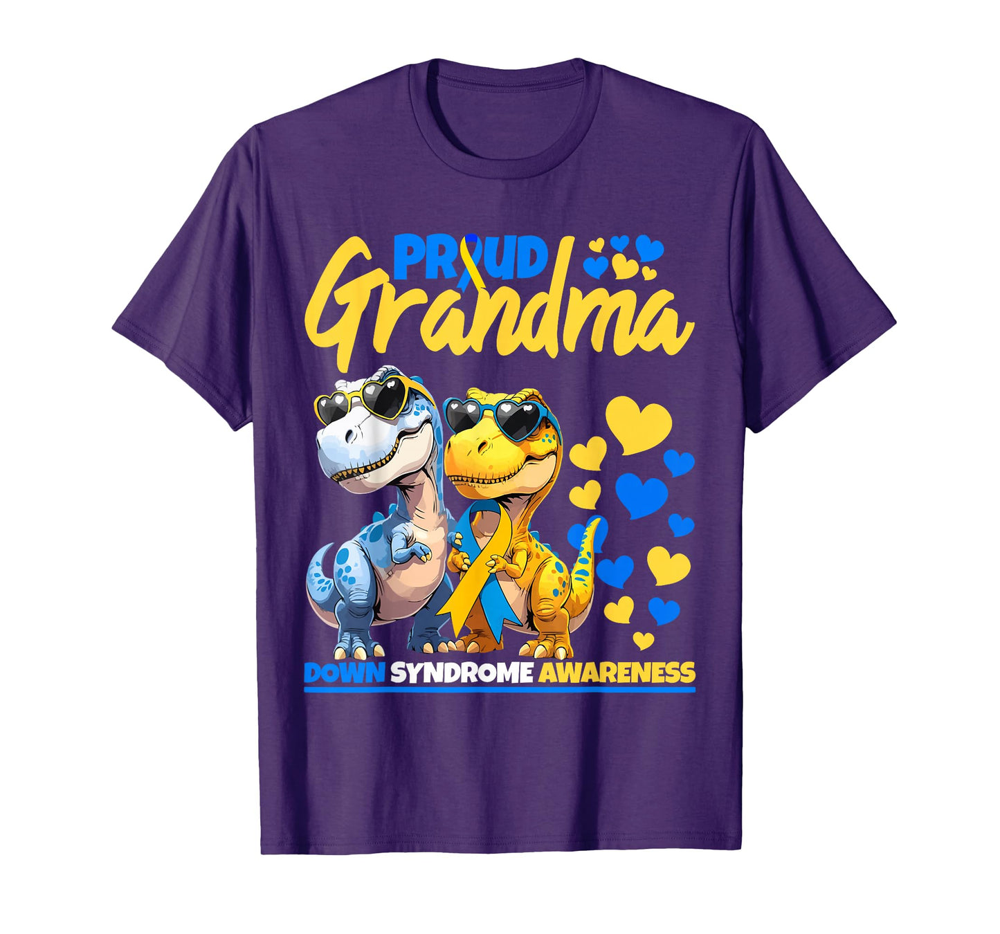 Proud Grandma World Down Syndrome Awareness Dinosaur T21 T-Shirt