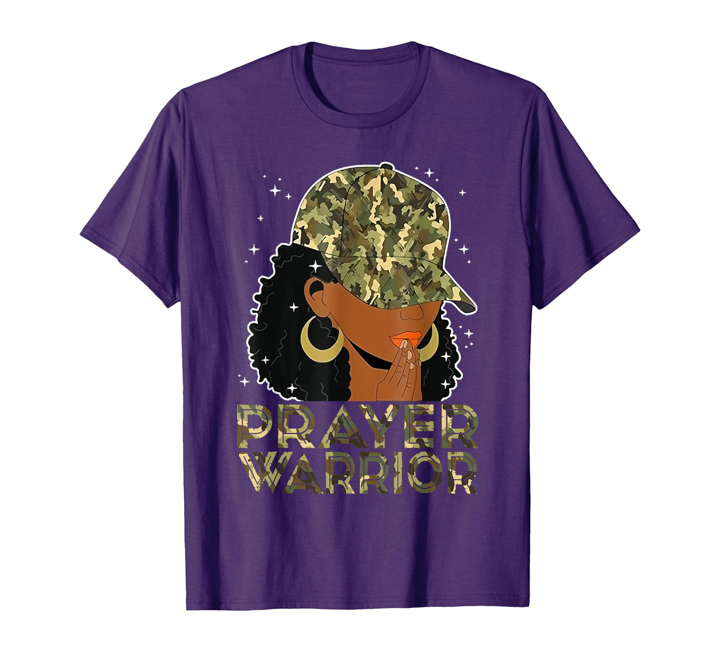 Prayer Warrior Camo Jesus Christian Black Girl Melanin Women T-Shirt
