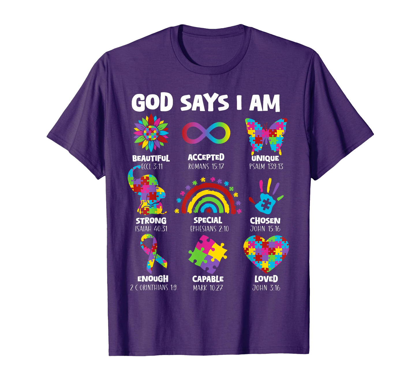 God Says I Am Autism Christian Boy Girl Kid Autism Awareness T-Shirt