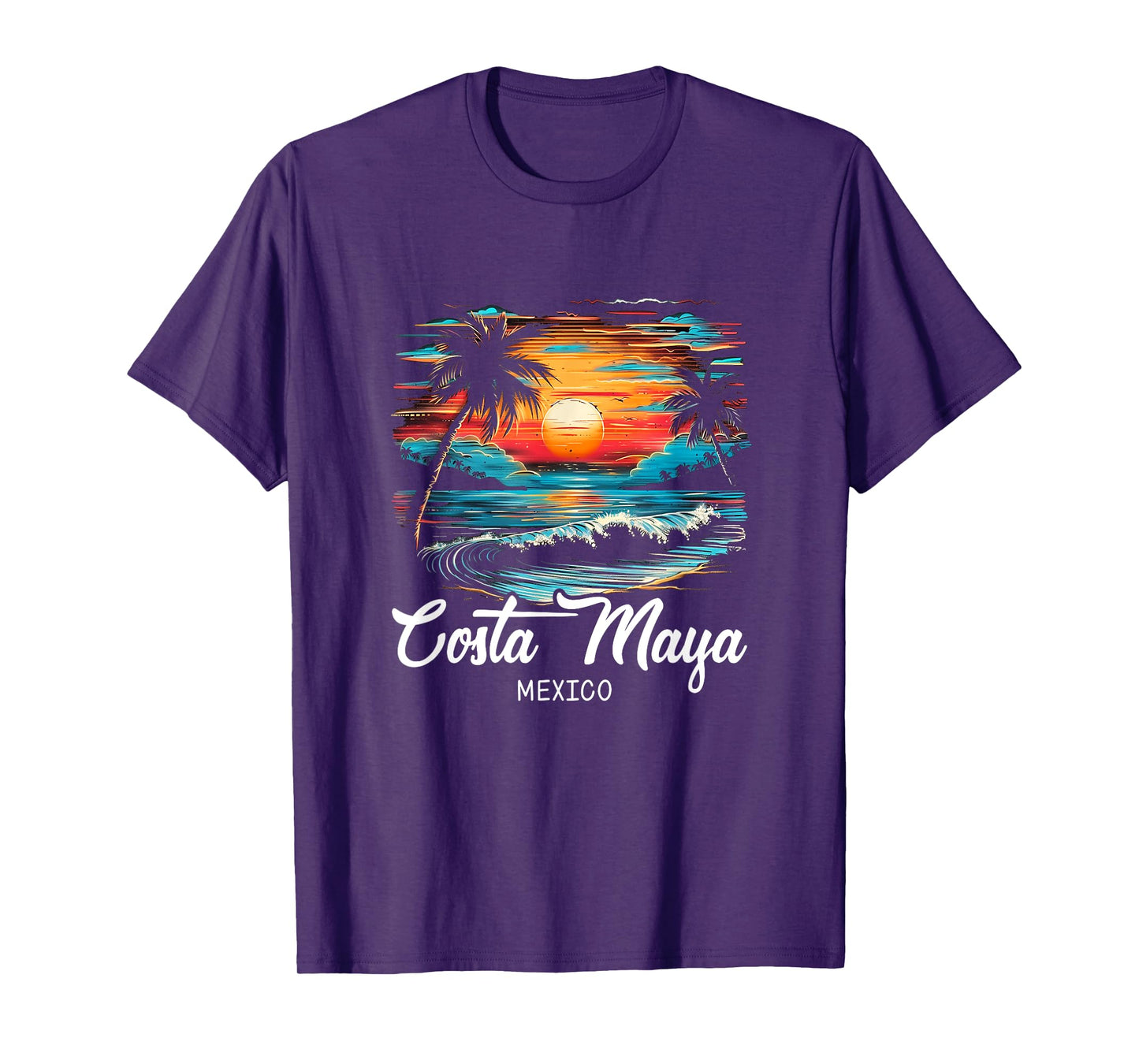 Family Vacation Retro Sunset Mexico Costa Maya T-Shirt