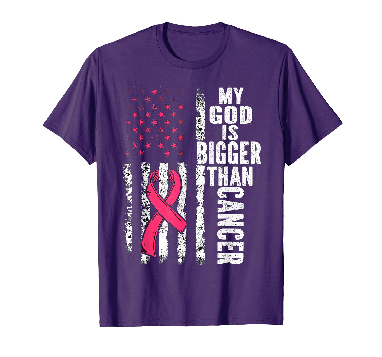My God is Bigger Than Cancer Breast Cute Pink Ribbon Jesus T-Shirt