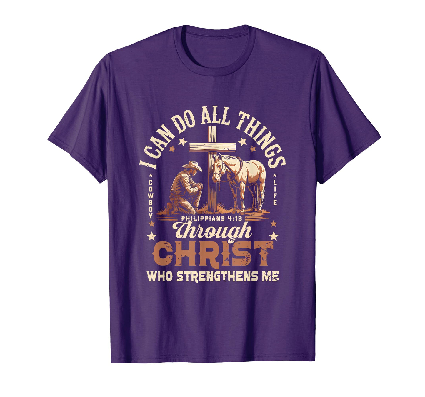 Cowboy Kneeling Cross Scripture Western Bible Verse Jesus T-Shirt