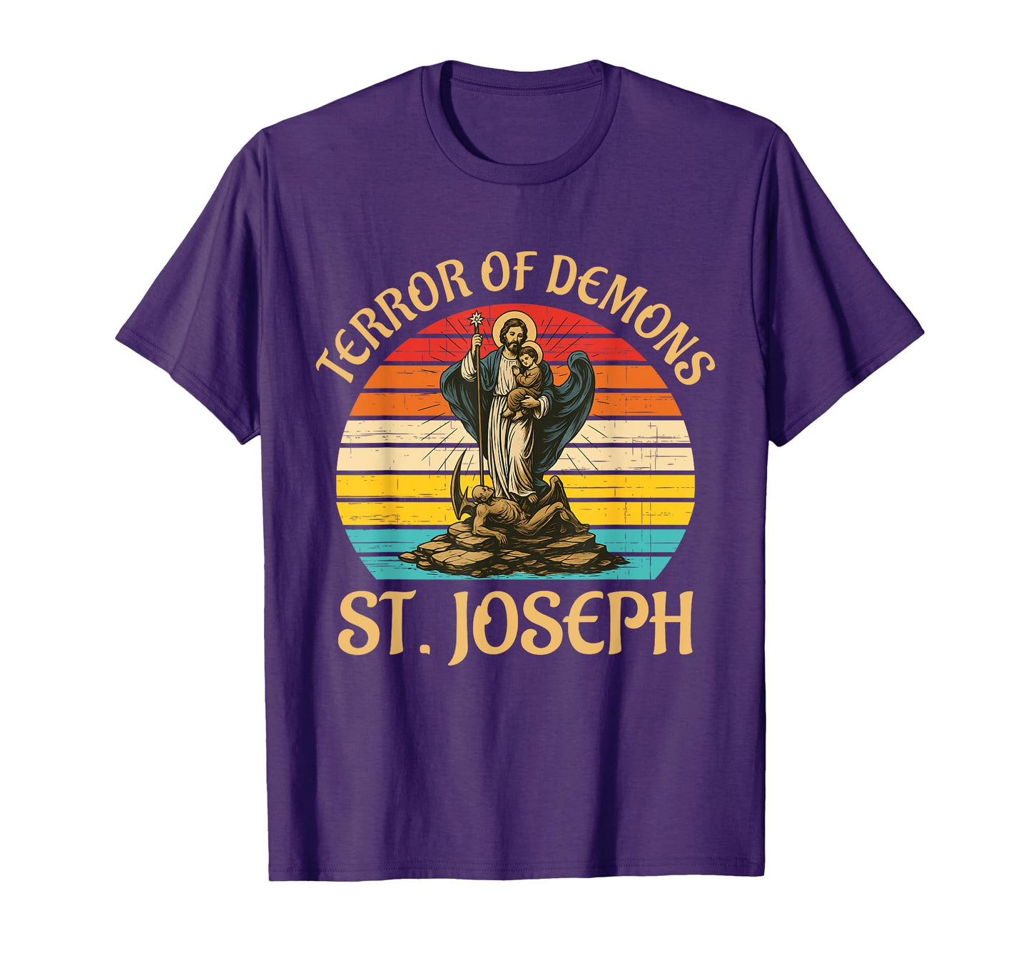 Terror Of Demons St. Joseph Christ Jesus Vintage Design T-Shirt
