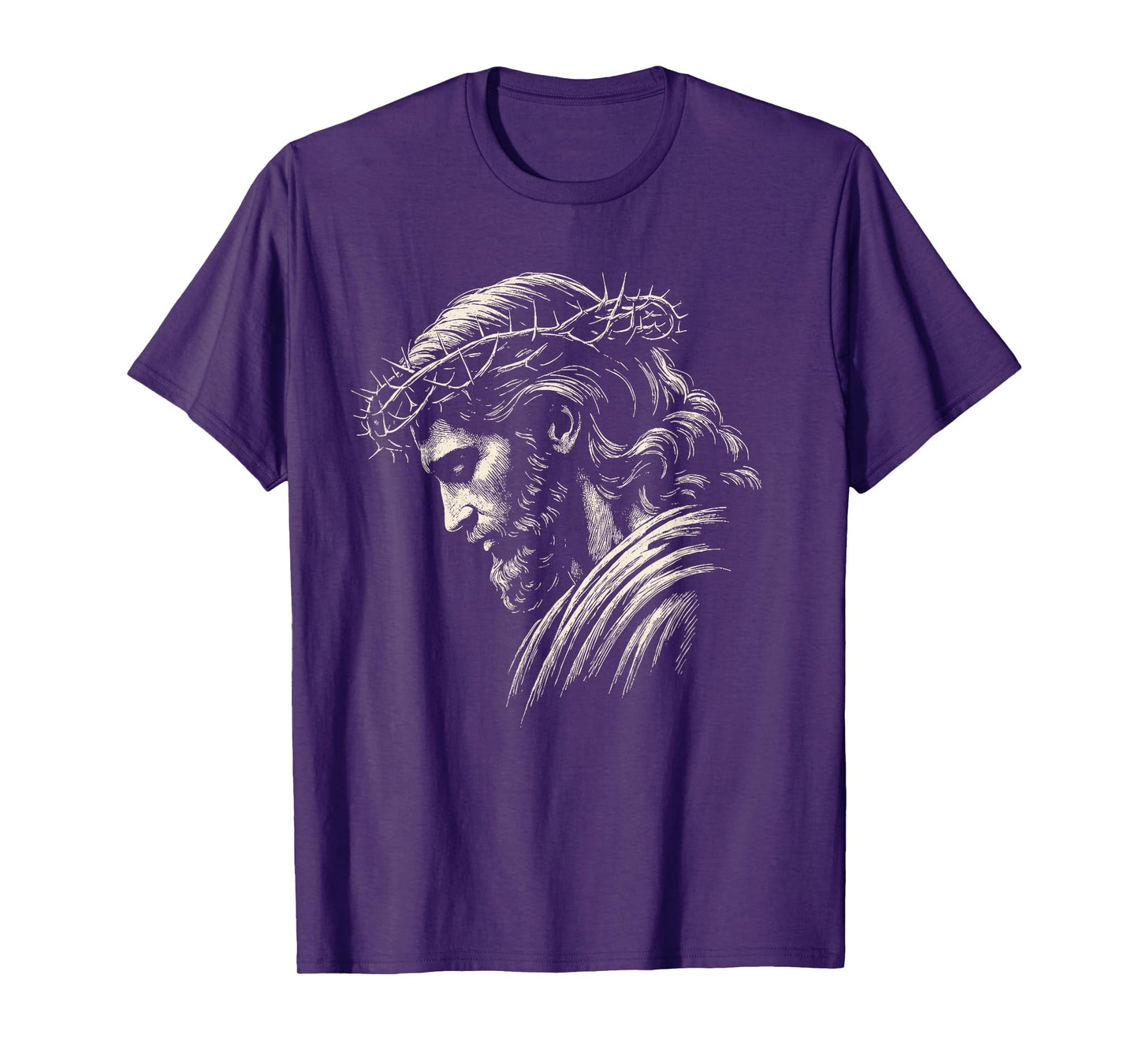 Retro Jesus Christ Face with Crown of Thorns God Bible T-Shirt