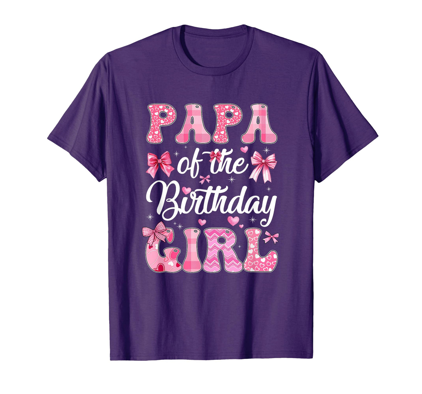 Papa Of The Birthday Girl Family Pink Coquette Bow T-Shirt