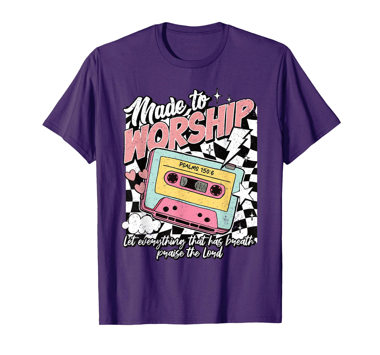 Retro Cassette Made to Worship Psalms 150:6 Christian Music T-Shirt