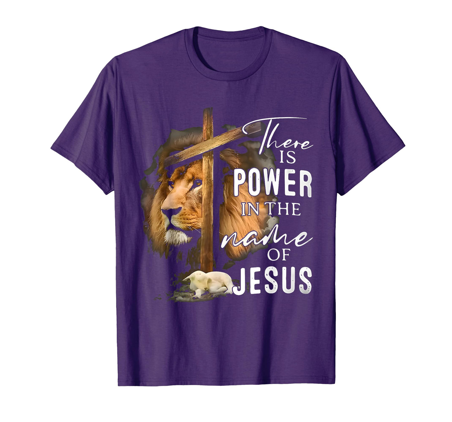 There is Power in the Name Jesus Faith Lion Christian Christ T-Shirt
