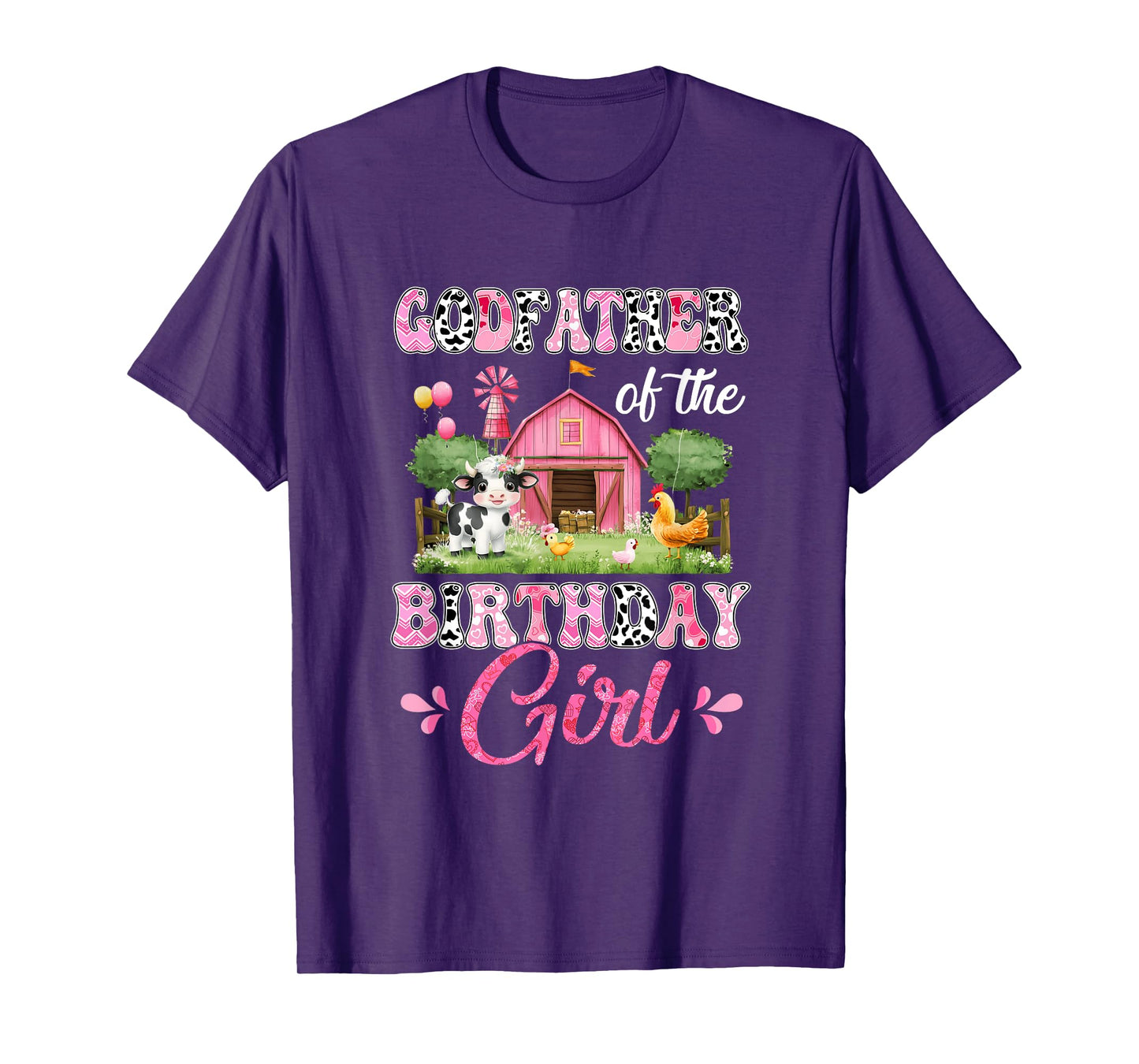 Godfather Of The Birthday Girl 1St Birthday Cow Farm Family T-Shirt