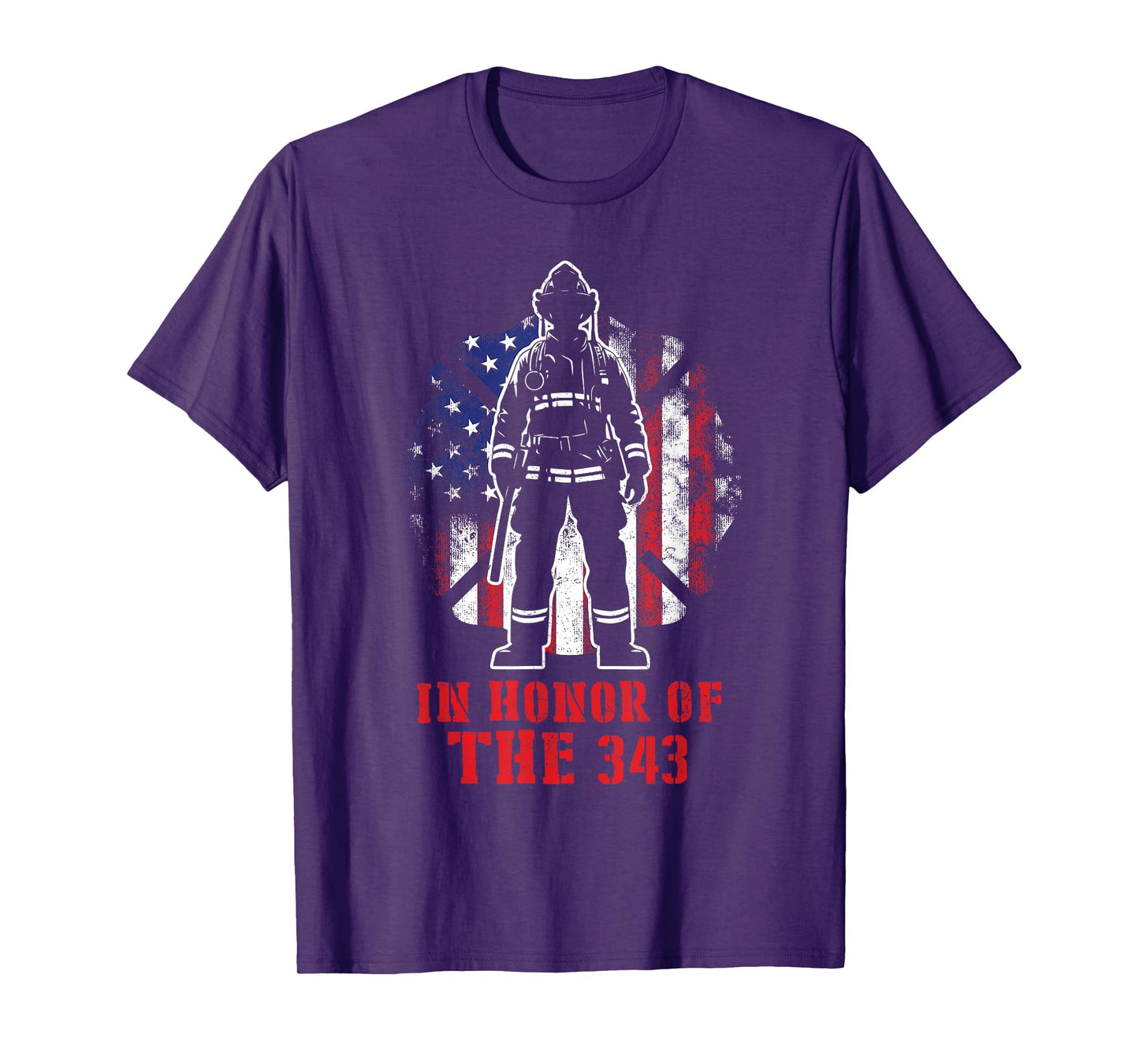 In Honor of The 343 Firefighter Fireman Firefighting Grunge T-Shirt