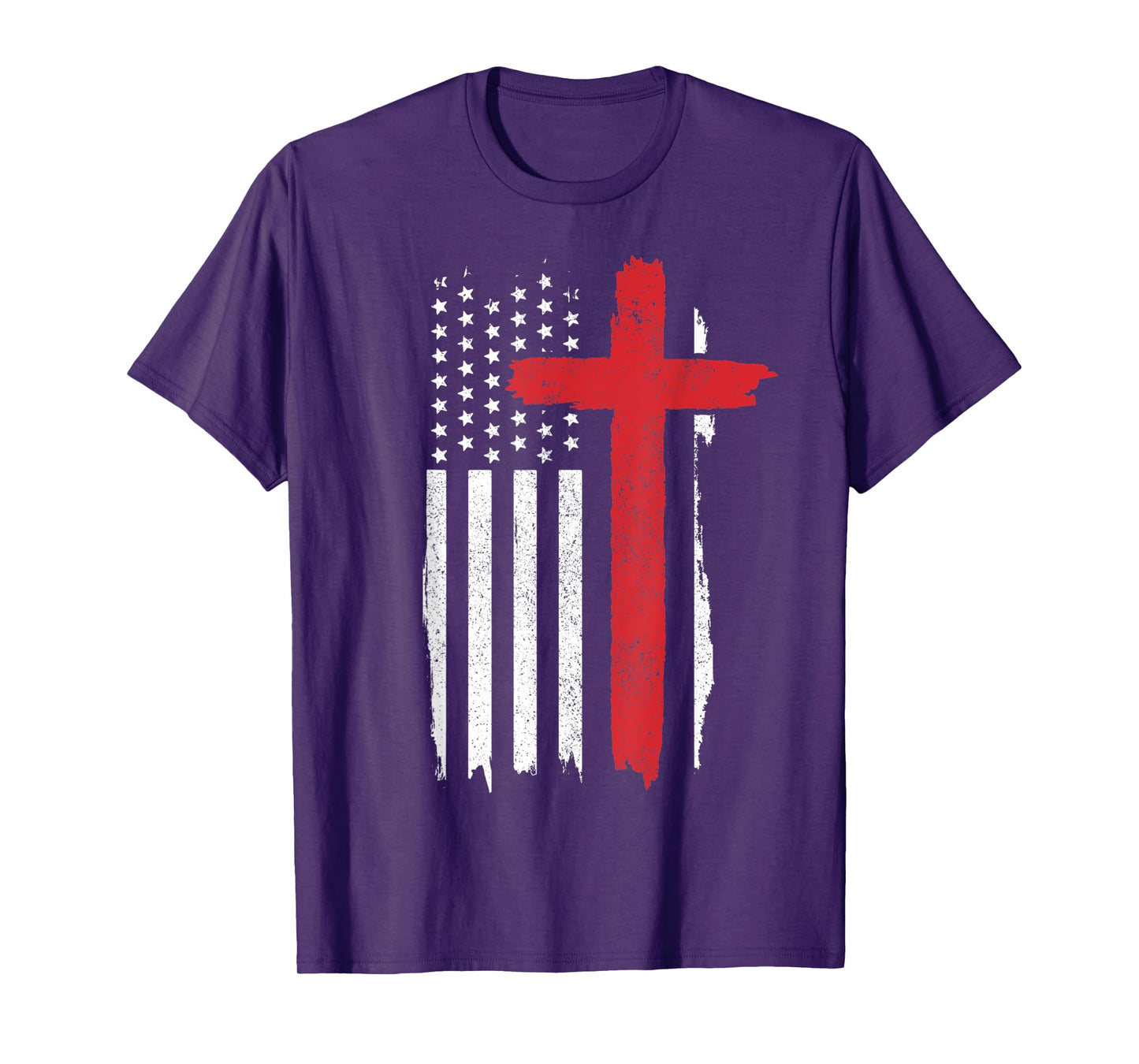 Patriotic Christian American Flag Cross Jesus Religious T-Shirt for Women Men