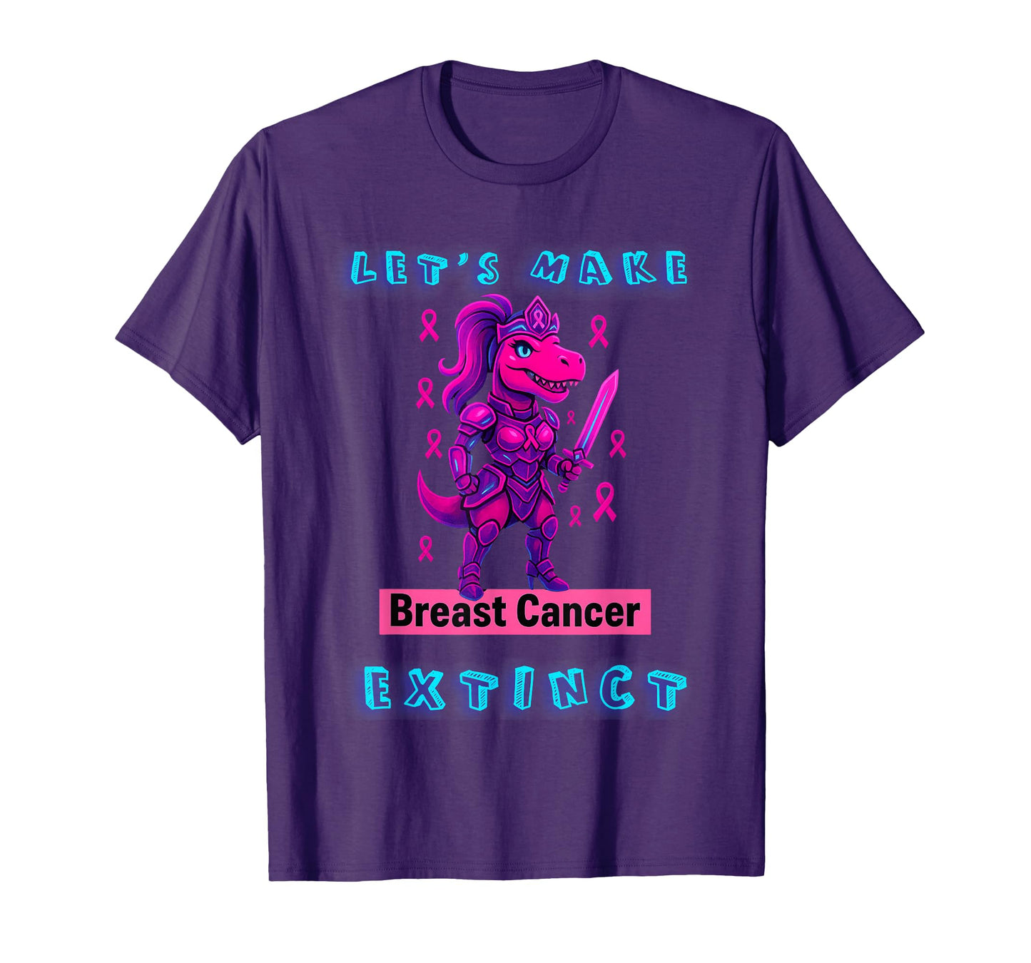 Let's Make Breast Cancer Extinct Pink Ribbon Dinosaur T-Shirt