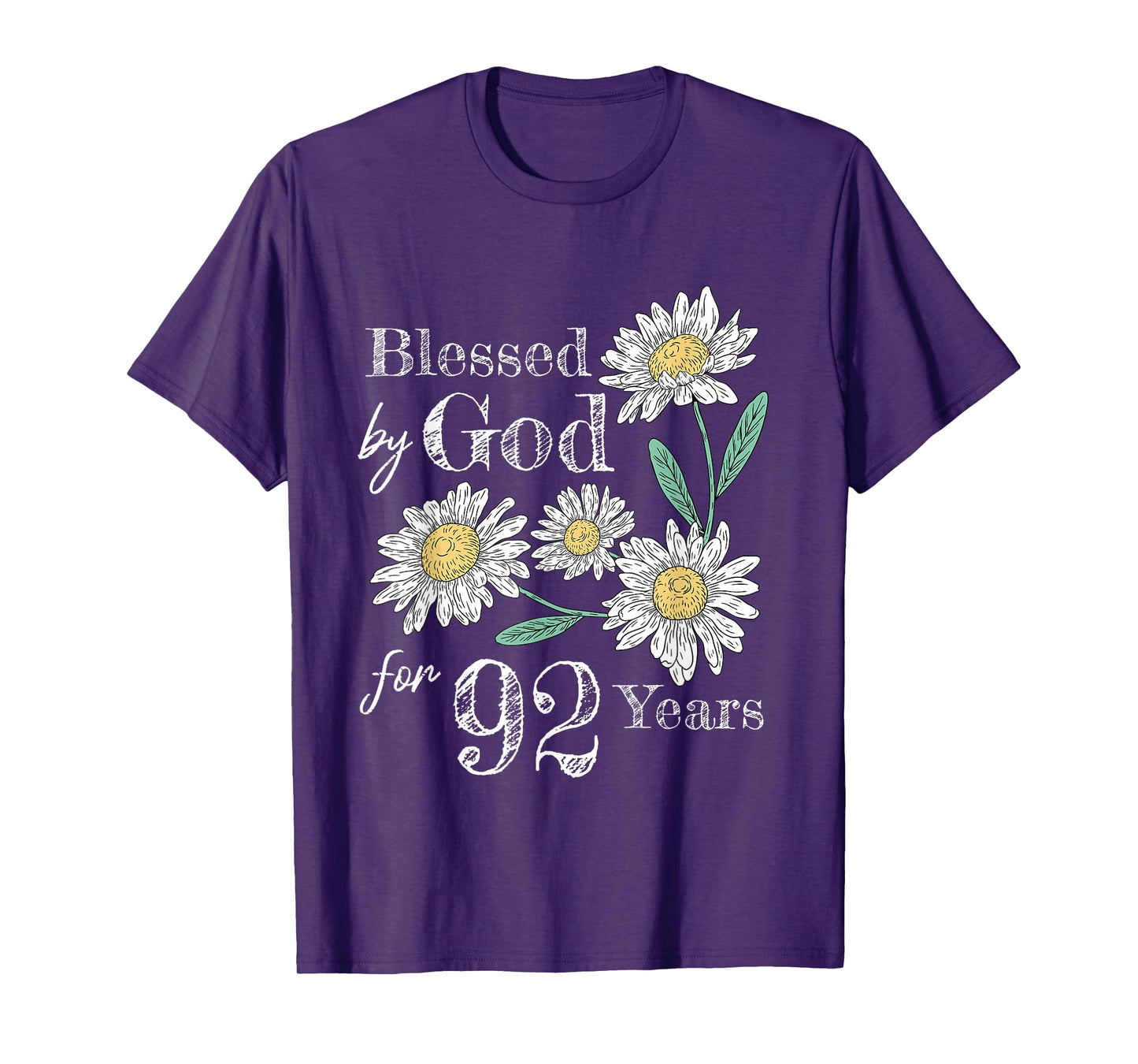 92nd Birthday Flower Decor Blessed By God For 92 Years Old T-Shirt