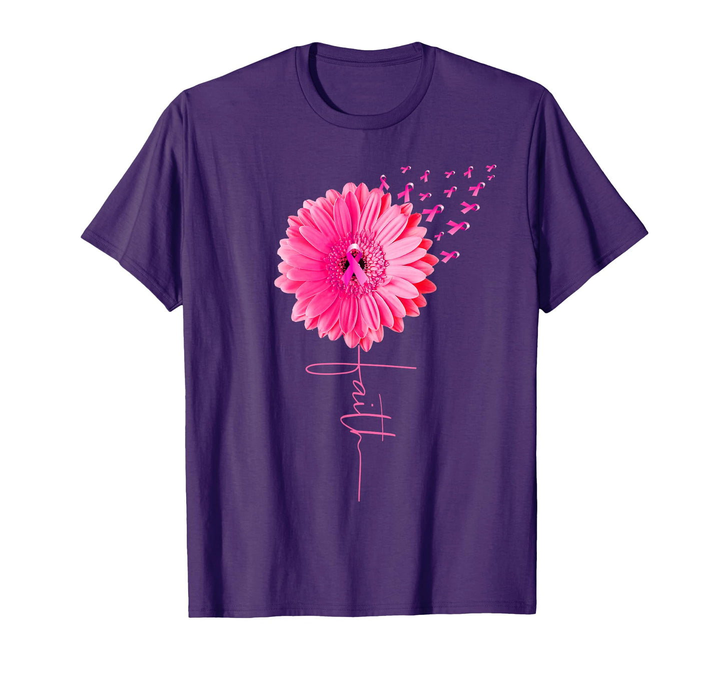 Pink Ribbon Daisy Faith Breast Cancer Awareness Month T-Shirt