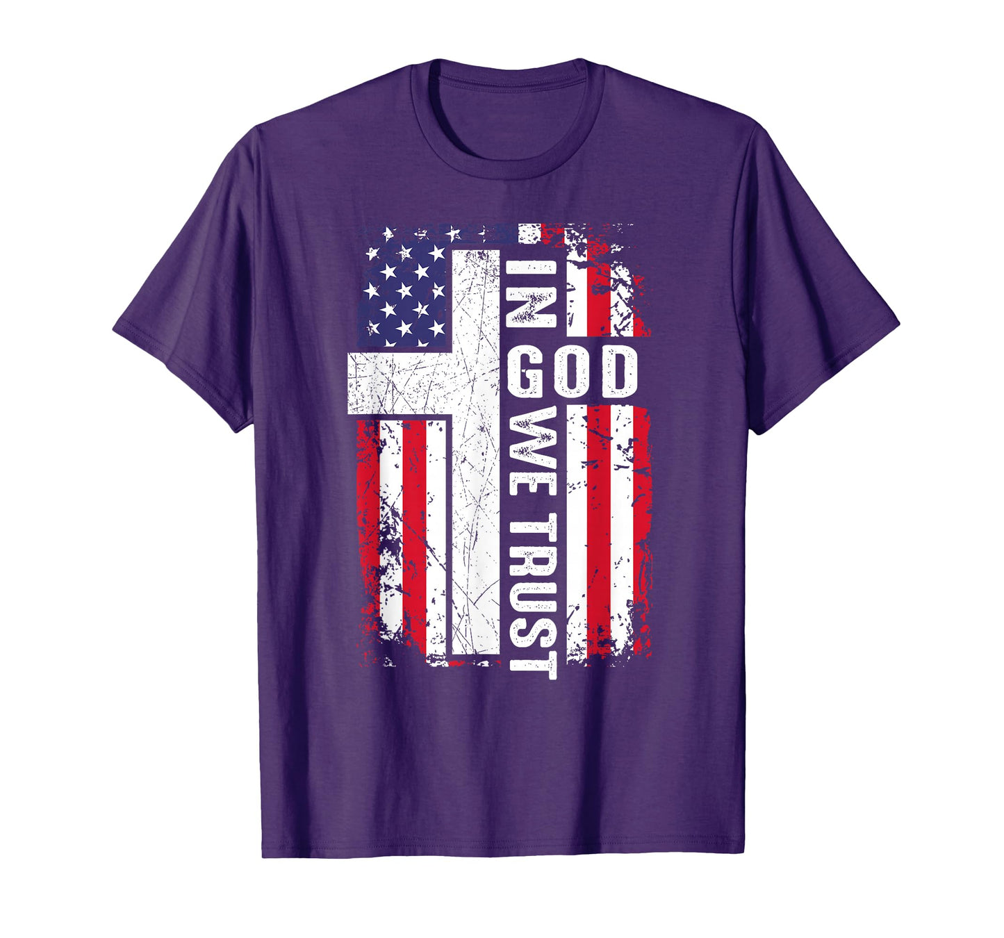 Mens In God We Trust American Flag Christian Patriotic Faith T-Shirt