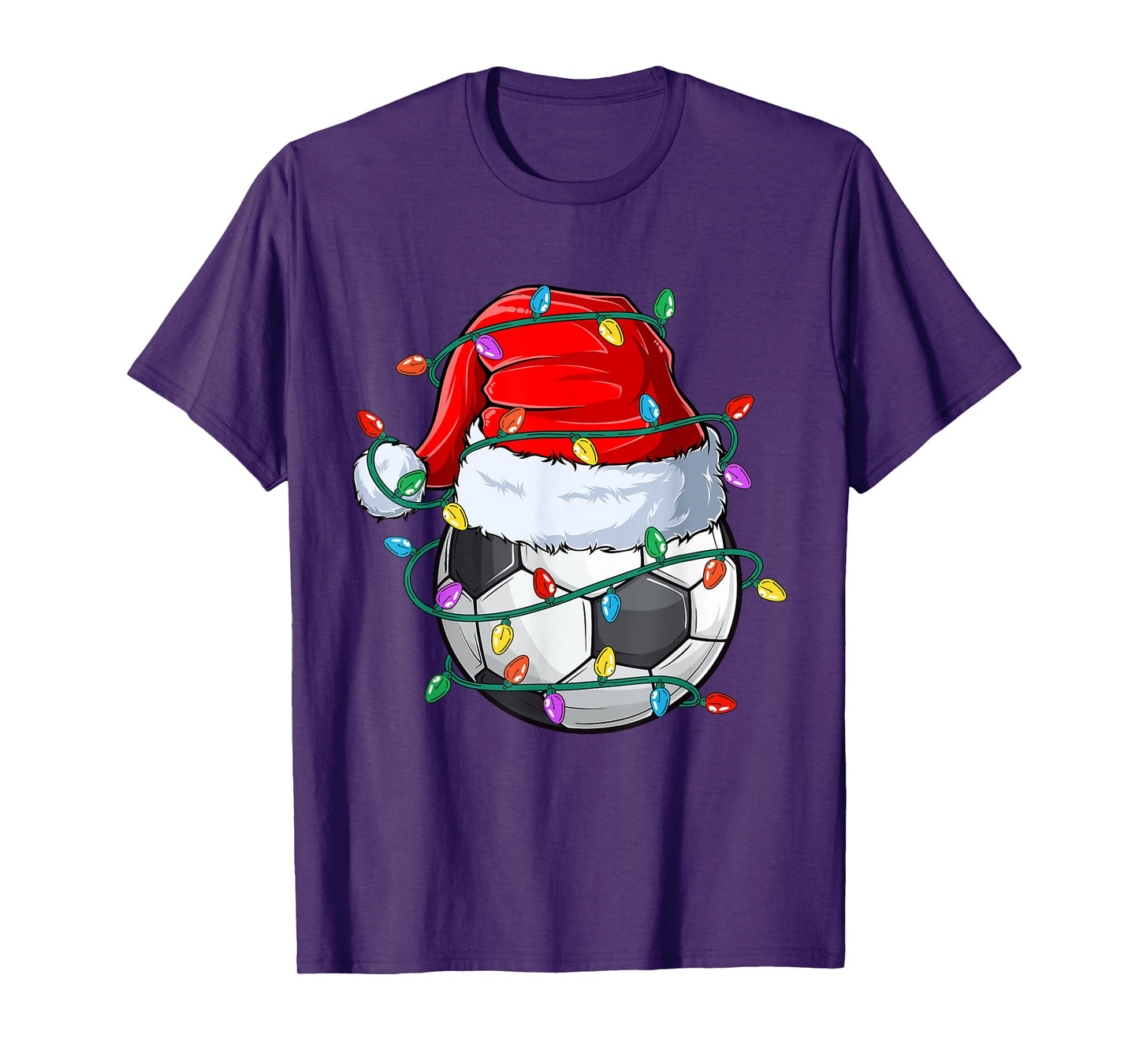 Christmas Soccer Xmas Santa Sports Hat Ball Kids Boys Men T-Shirt