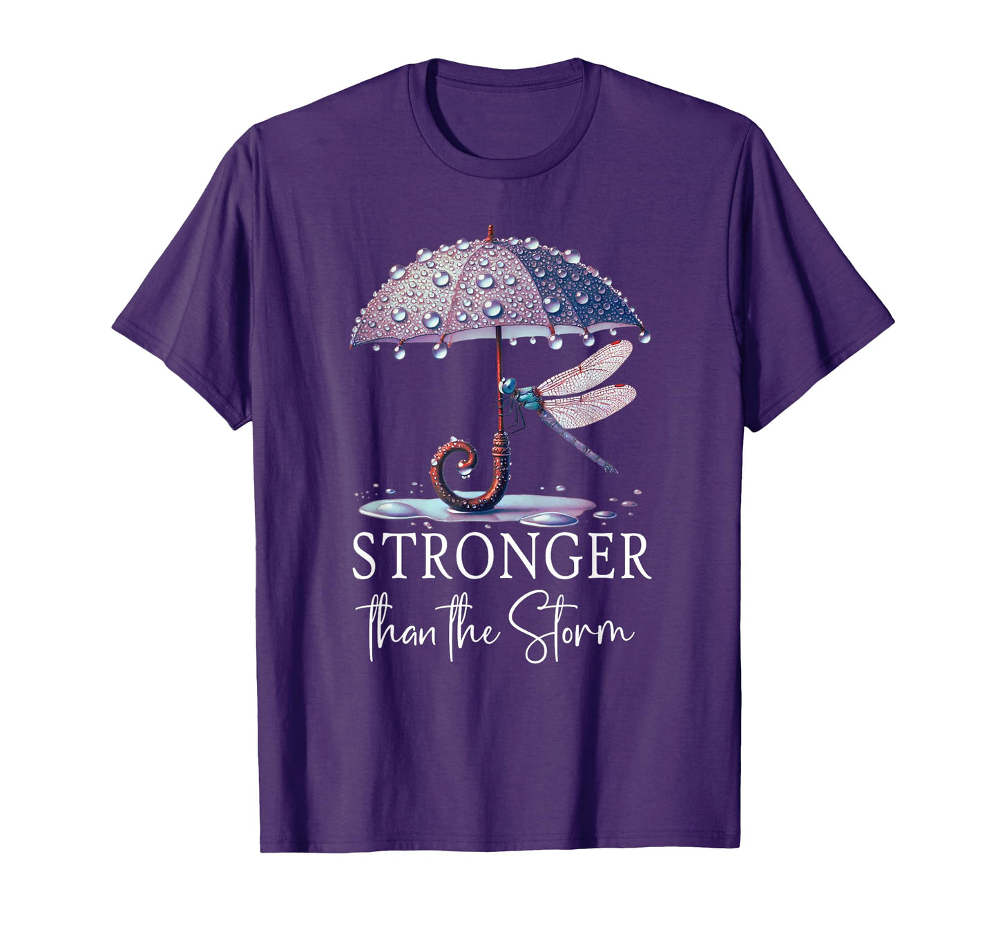 Stronger Than the Storm Psalm 93 Purple Dragonfly Christian T-Shirt