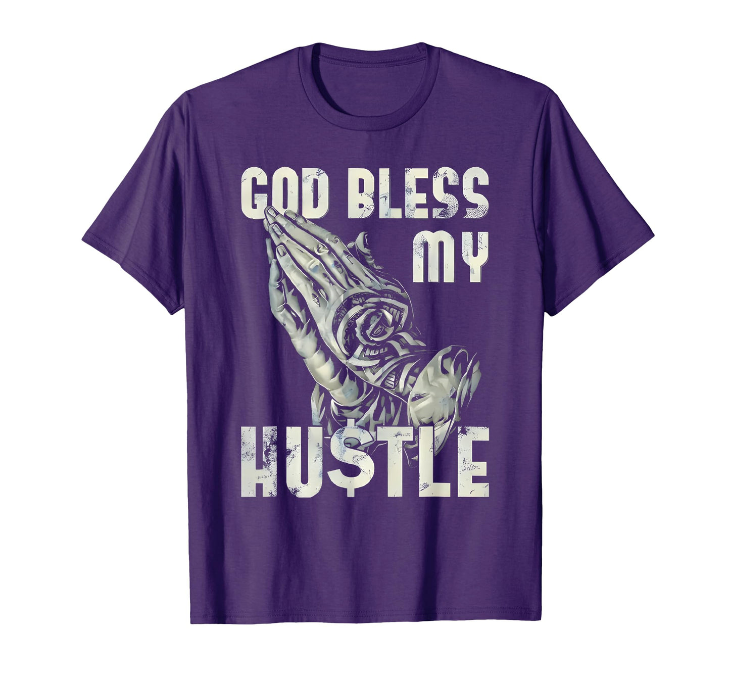 god bless my hustle retro praying hand christian jesus T-Shirt