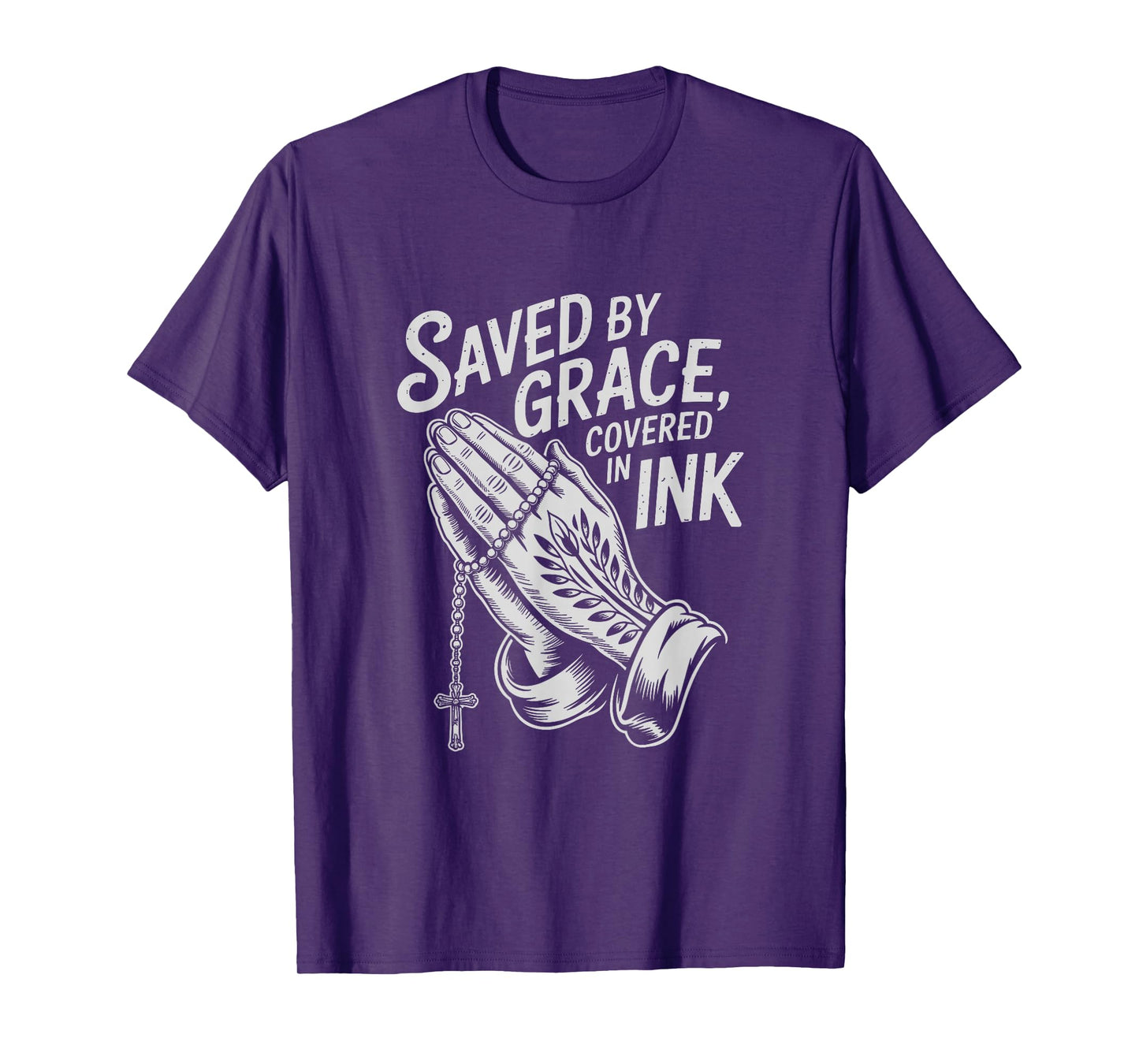 Saved by Grace Covered in Ink Christian Faith Inked Tattoo T-Shirt