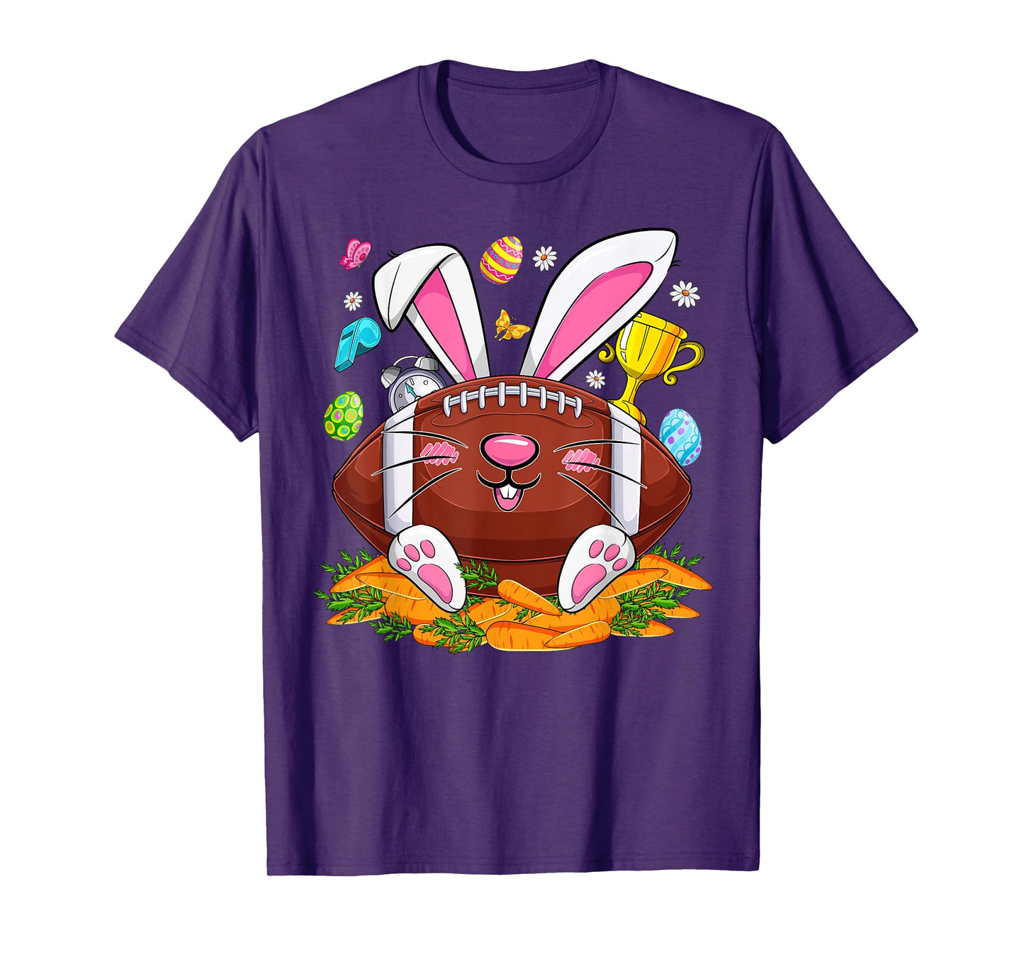Funny Football & Bunny Face Eggs Happy Easter Day Men Boys T-Shirt