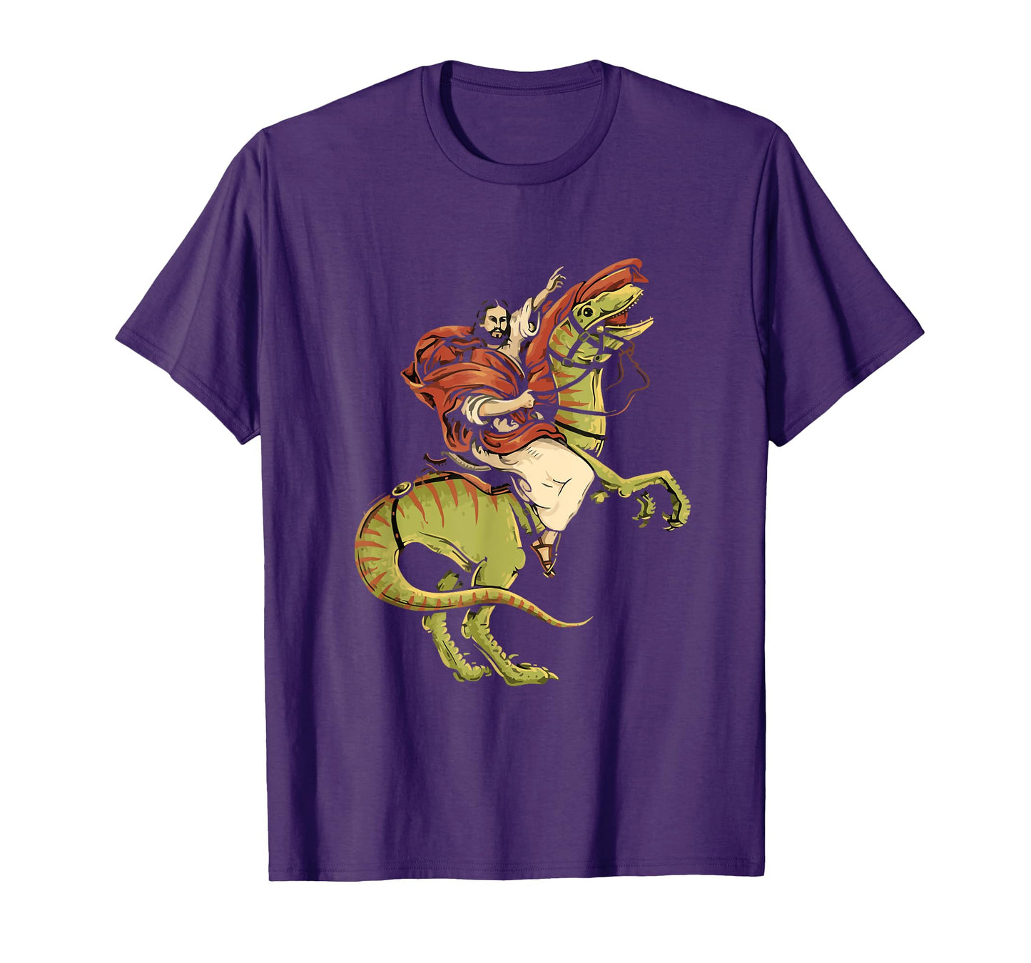 Jesus Riding Dinosaur Velociraptor funny jesus christ T-Shirt