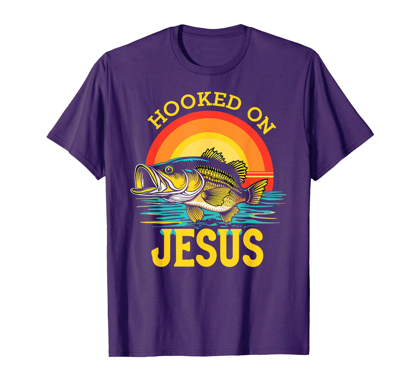 Hooked on Jesus Bible Verse Christian Fisherman Bass Fishing T-Shirt