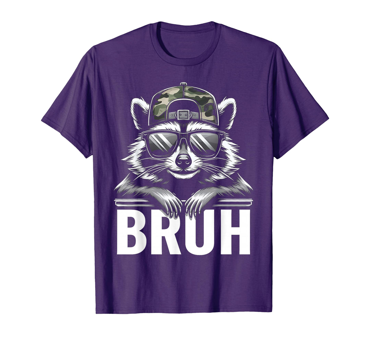 Bruh Raccoon Trash Racoon Camo Hat Youth Teens Kids Slang T-Shirt