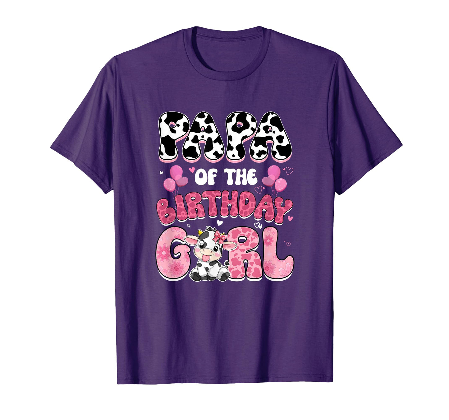 Papa of The Birthday Girl Cow Farm Family 1St Birthday T-Shirt