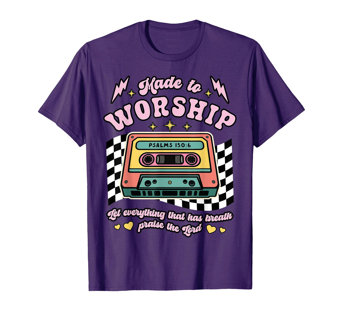 Retro Cassette Made to Worship Christian Music Bible Faith T-Shirt