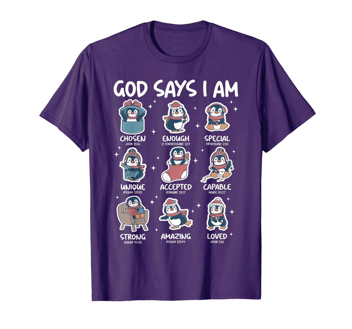 God Says I Am Penguin Religious Christian Boys Girls Kids T-Shirt