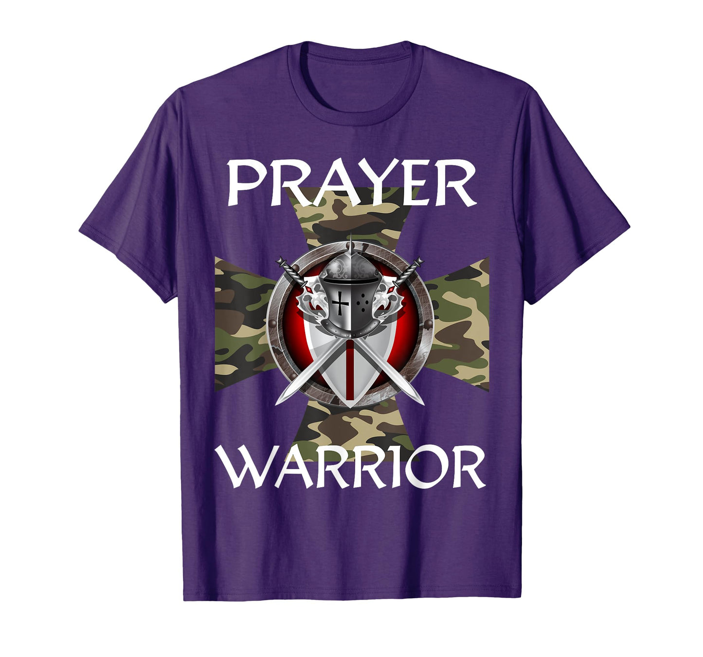 Christian Prayer Warrior Green Camo Cross Religious Messages T-Shirt