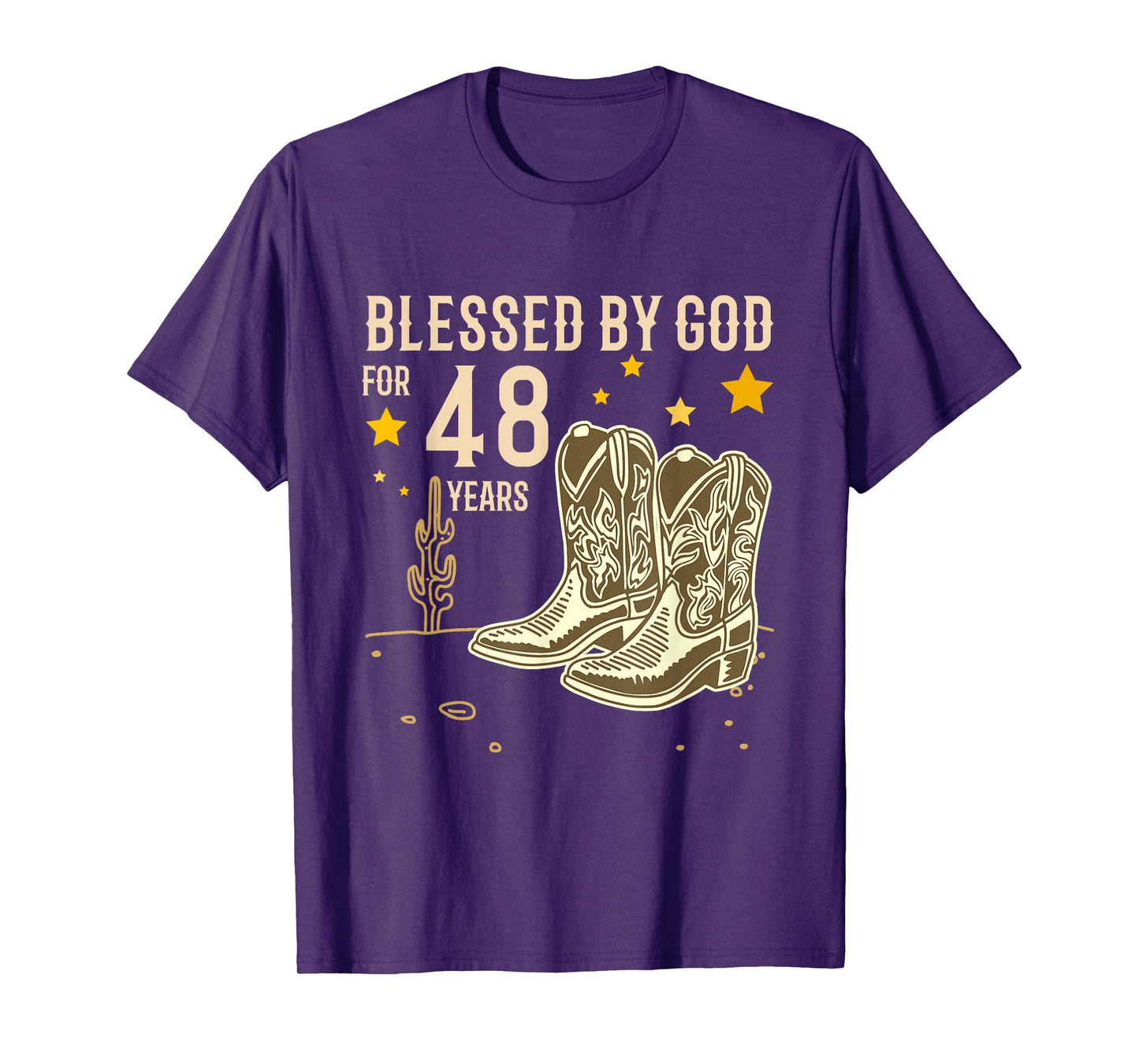 Vintage Blessed by God for 48 Years Cowboy 48th Birthday Men T-Shirt