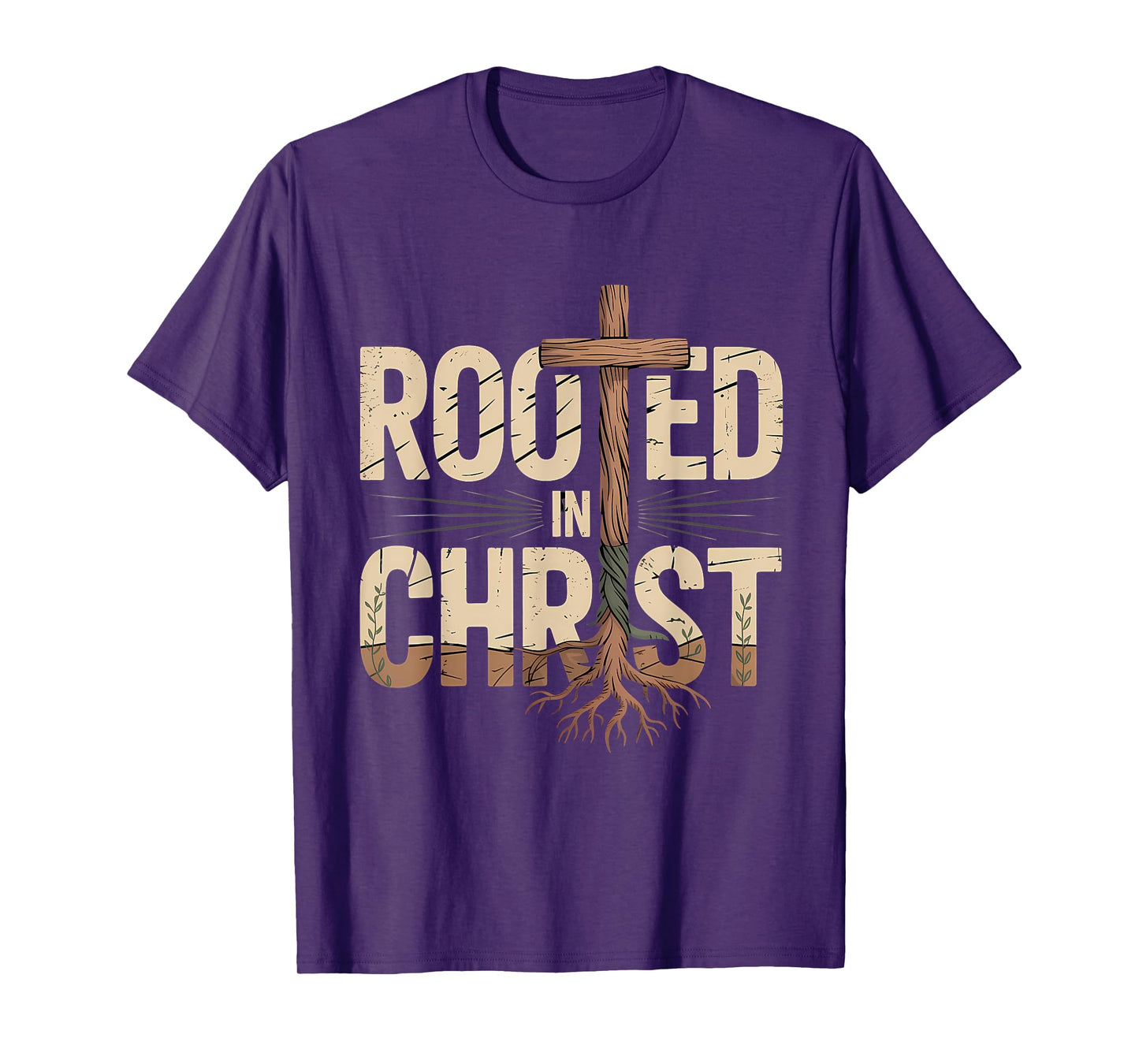 Rooted in Christ Jesus Cross Christian Faith T-Shirt