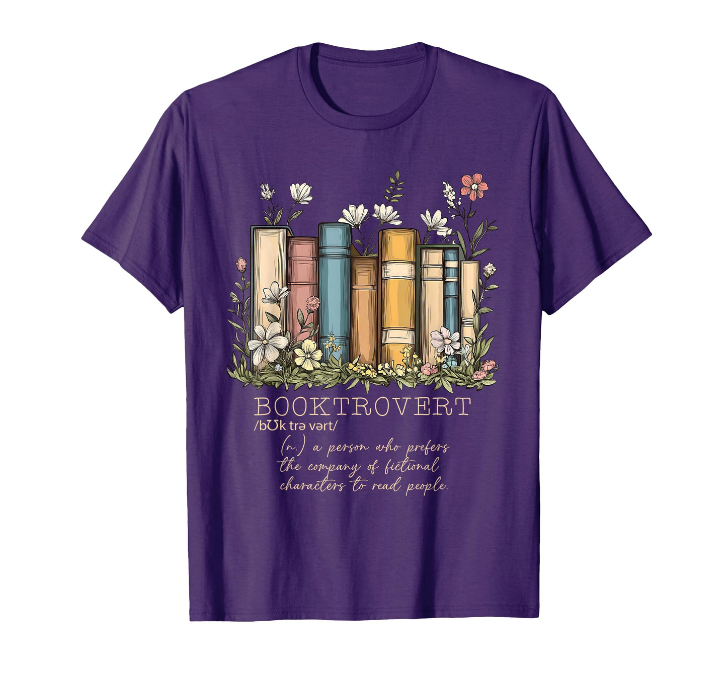 Floral Booktrovert Definition Bookworm Reading Book Lovers T-Shirt