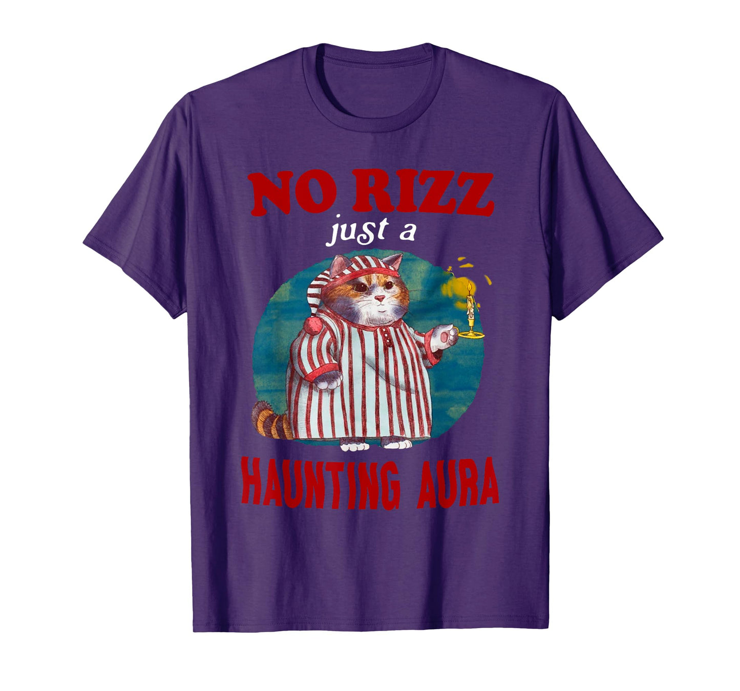 Retro Vintage No Rizz Just A Haunting Aura Funny Cat Meme T-Shirt for Men Women